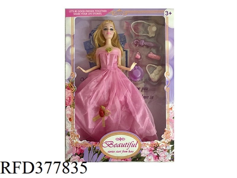 11.5 INCH SOLID BODY BARBIE 9 JOINT WEDDING DRESS WITH BLISTER ACCESSORIES