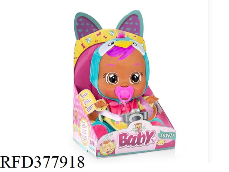 THE 3RD GENERATION PARROT 14-INCH VINYL CRYING DOLL WITH 4 MUSIC DAD.MOTHER.ANGRY.CRY DOLL WITH PACI