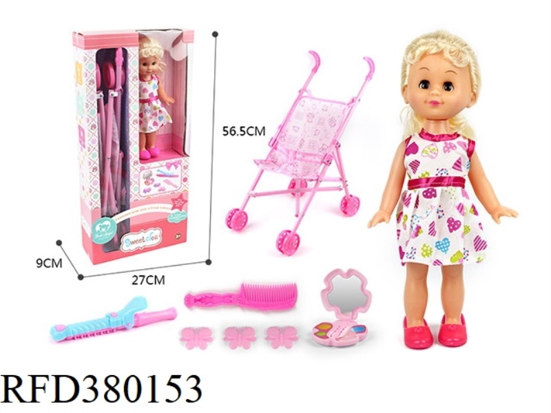14 INCH BEAUTIFUL GIRL DOLL WITH STROLLER