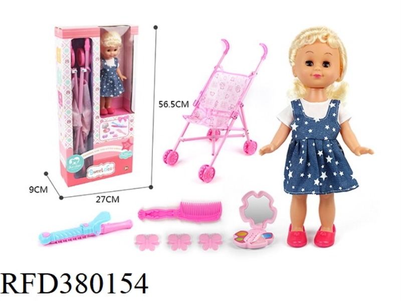 14 INCH BEAUTIFUL GIRL DOLL WITH STROLLER