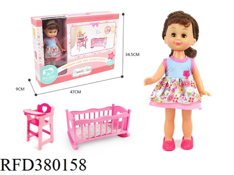 14 INCH BEAUTIFUL GIRL TWO IN ONE (BABY BED + CHAIR)