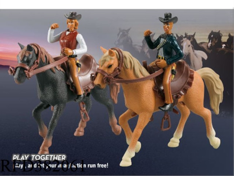 HORSE WITH WESTERN COWBOY RIDER (2 COLORS MIXED)