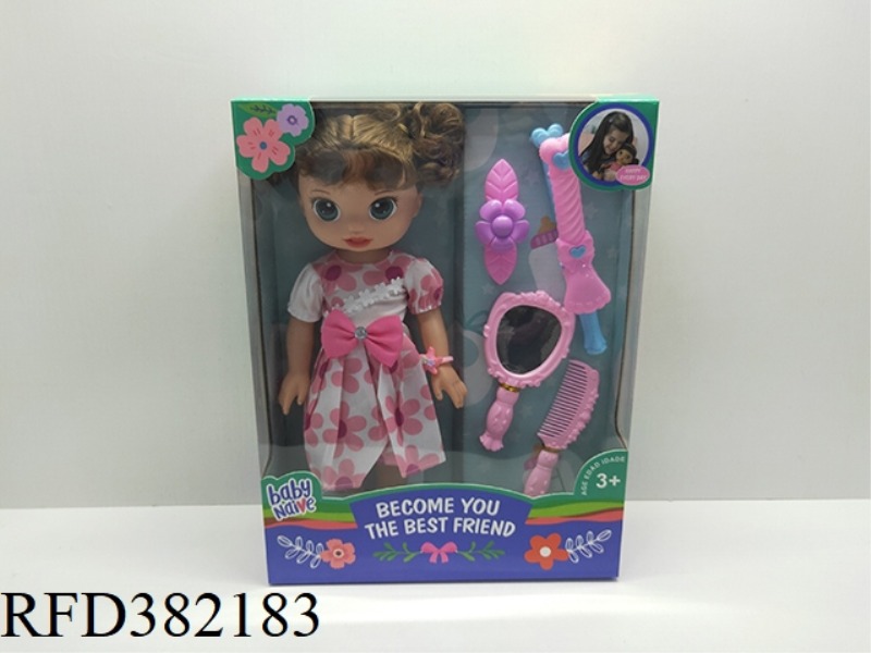 14-INCH HOLLOW BODY STRAIGHT-LEGGED FAT BOY DOLL WITH HAIRPIN HAIR CURLING COMB MIRROR MUSIC IC (MUL