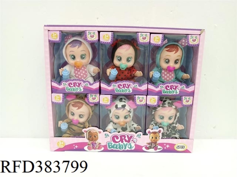 5 INCH VINYL CRYING DOLL WITH PACIFIER 6PCS