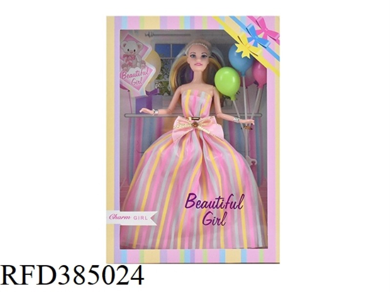 11.5-INCH 9-JOINT REAL WEDDING DRESS BARBIE WITH BRACELET, BALLOON