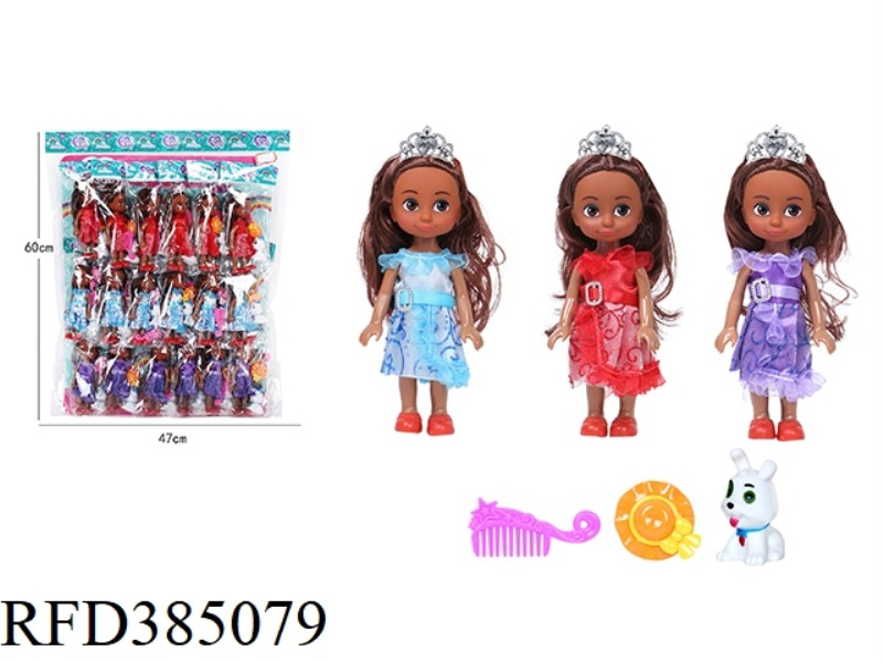6-INCH MIXED DOLL WITH DOG AND COMB 18PCS