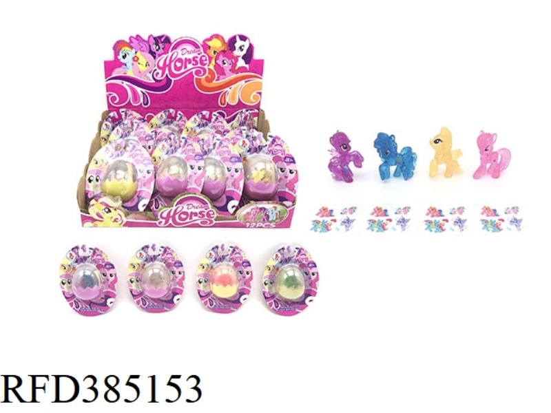 DOUBLE-SIDED COLOR PATTERN BLISTER PLASTIC CRYSTAL MA BAOLI 4 COLORS MIXED WITH HORSE STICKER 12PCS