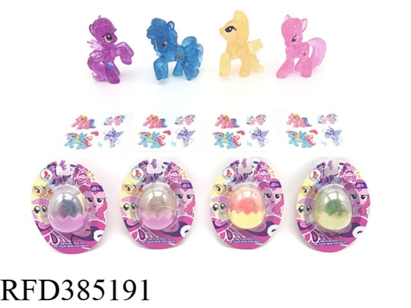 DOUBLE-SIDED COLOR PATTERN BLISTER PLASTIC CRYSTAL MA BAOLI 4 COLORS MIXED WITH HORSE STICKERS