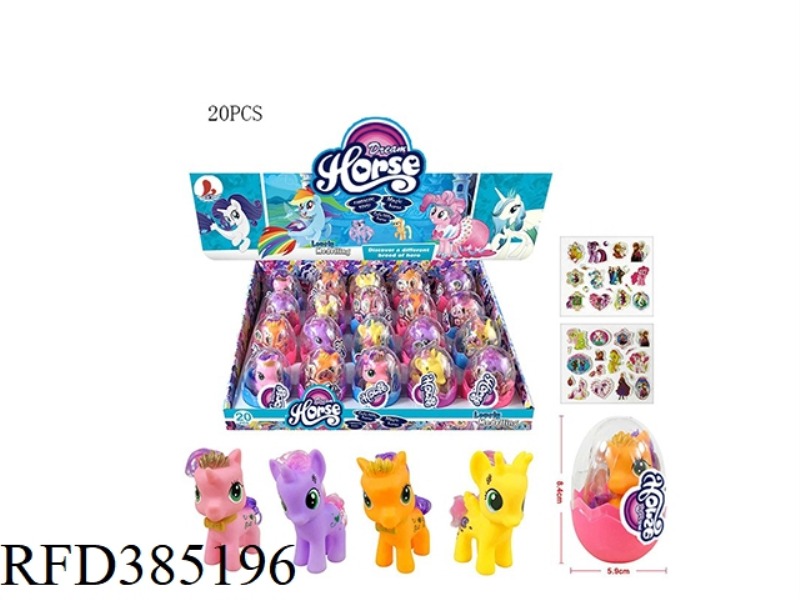 PVC EGG 4 STYLES MAR BAOLI WITH HORSE STICKERS 4 STYLES 4 COLORS MIXED 20PCS