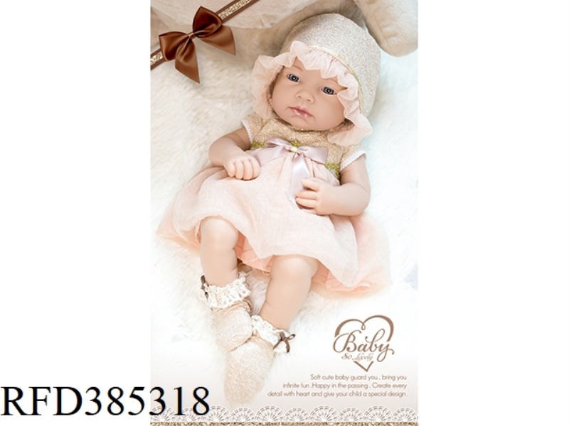 15 INCH NEWBORN DOLL WITH SUSPENDER SKIRT/SALIVA TOWEL