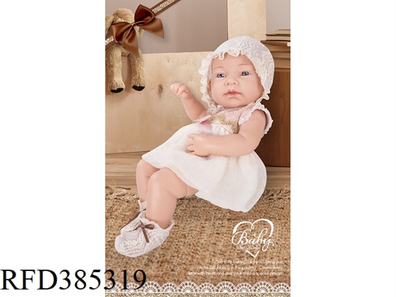 15 INCH NEWBORN DOLL WITH SUSPENDER SKIRT/SALIVA TOWEL