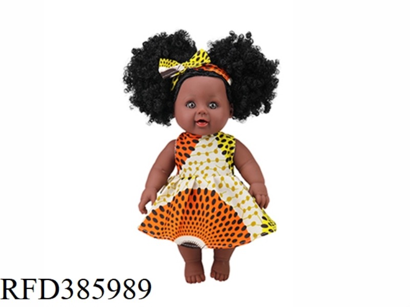 12 INCH 30CM VINYL AFRICAN DOUBLE PONYTAIL BLACK BABY