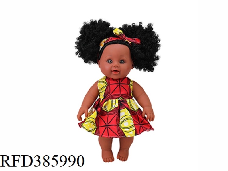 12 INCH 30CM VINYL AFRICAN DOUBLE PONYTAIL BLACK BABY