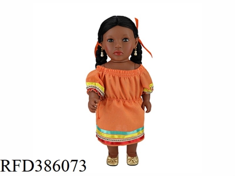 18 INCH 45CM VINYL AFRICAN DOUBLE TWIST BLACK BABY WITH GOLD SHOES