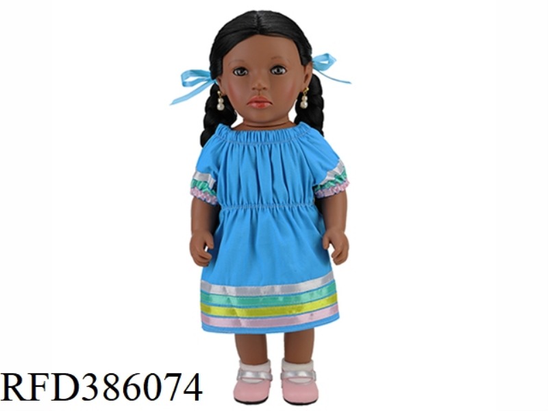 18 INCH 45CM VINYL AFRICAN DOUBLE TWIST BLACK BABY WITH PINK SHOES