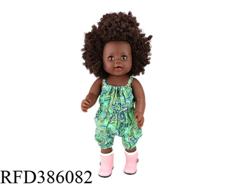 18 INCH 45CM VINYL AFRICAN AFRO BLACK BABY WITH POWDER BOOTS