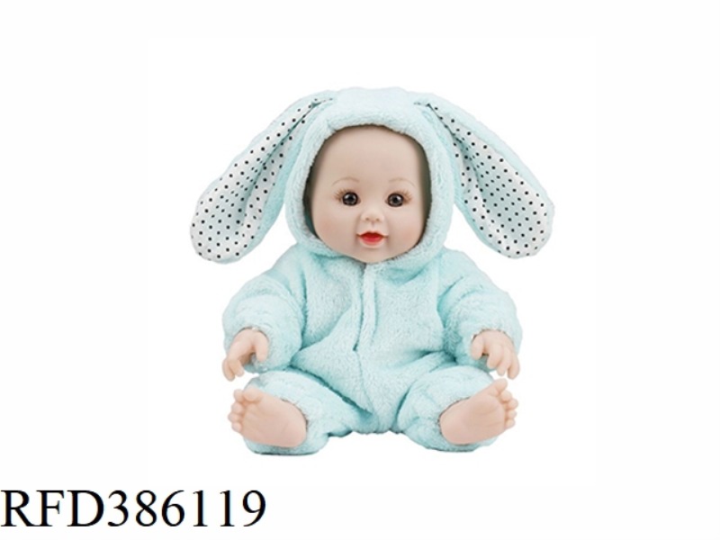12 INCH 30CM VINYL BALD HEAD WHITE BABY WITH RABBIT EARS