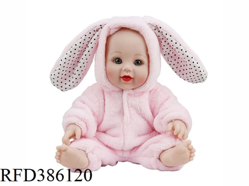 12 INCH 30CM VINYL BALD HEAD WHITE BABY WITH RABBIT EARS