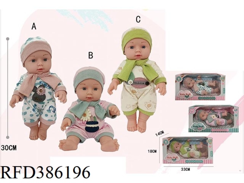 12 INCH FULL BODY VINYL DOLL, PRONE PACKAGING