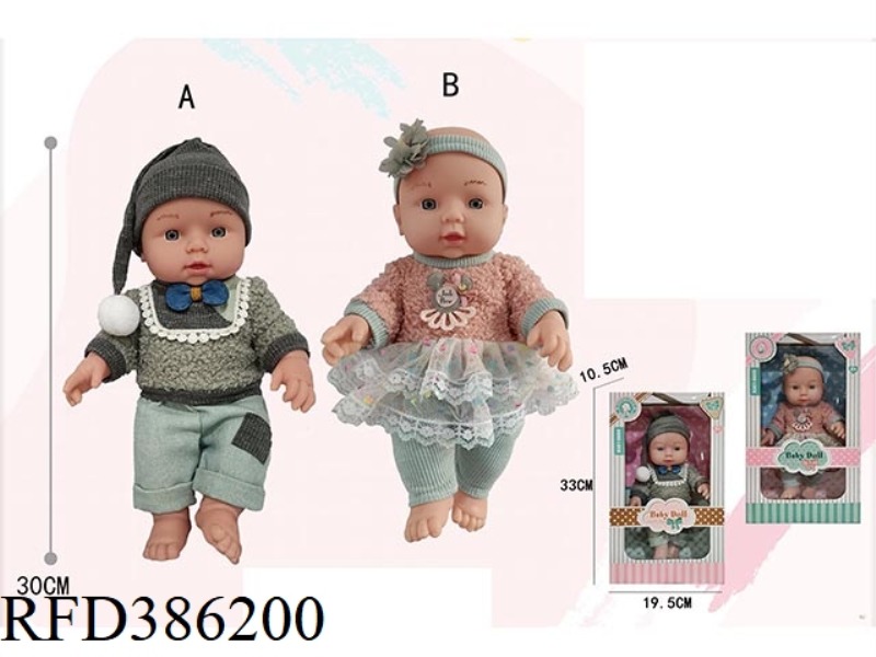 12 INCH FULL BODY VINYL DOLL, STANDING POSITION PACKAGING