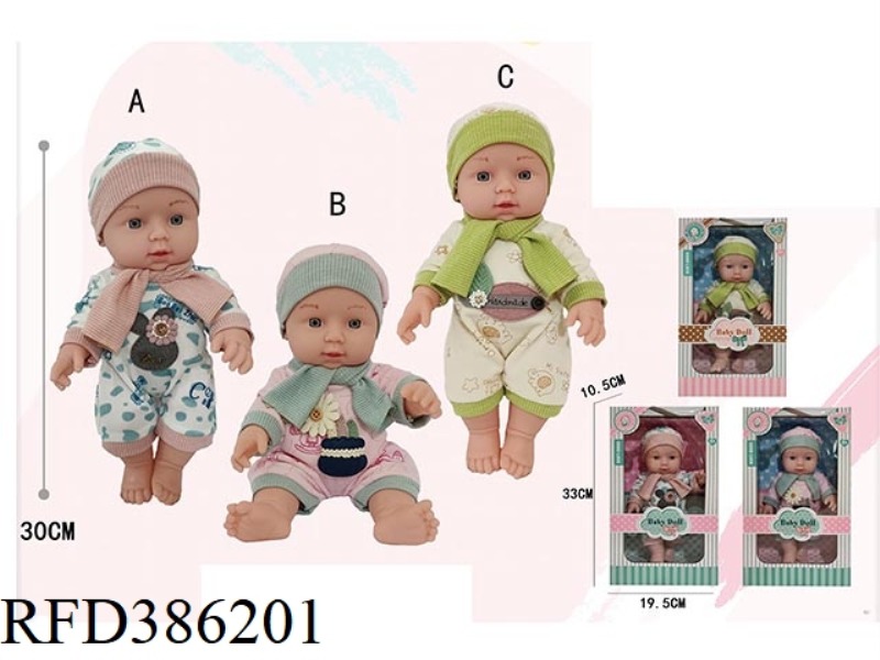 12 INCH FULL BODY VINYL DOLL, STANDING POSITION PACKAGING
