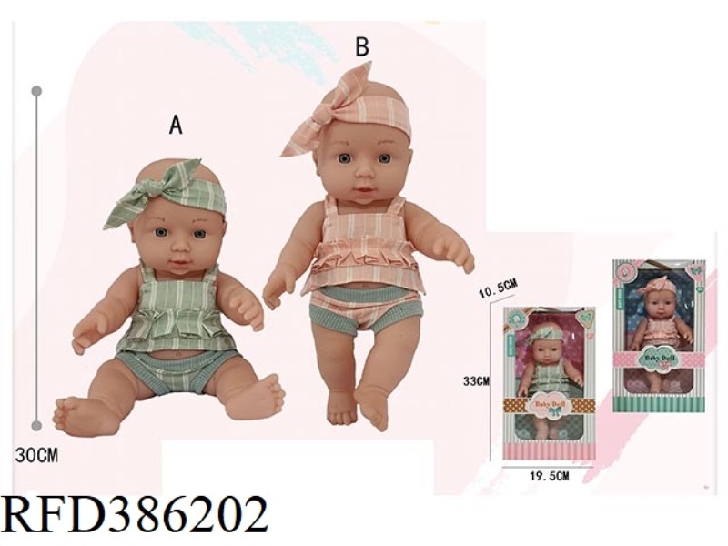 12 INCH FULL BODY VINYL DOLL, STANDING POSITION PACKAGING