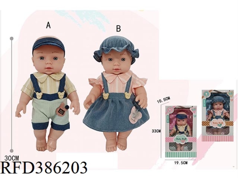 12 INCH FULL BODY VINYL DOLL, STANDING POSITION PACKAGING