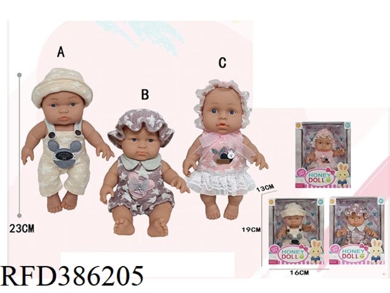 9 INCH FULL BODY VINYL DOLL, SITTING POSITION PACKAGING
