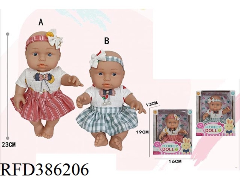 9 INCH FULL BODY VINYL DOLL, SITTING POSITION PACKAGING