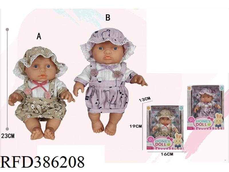 9 INCH FULL BODY VINYL DOLL, SITTING POSITION PACKAGING