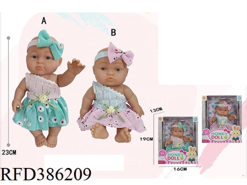 9 INCH FULL BODY VINYL DOLL, SITTING POSITION PACKAGING