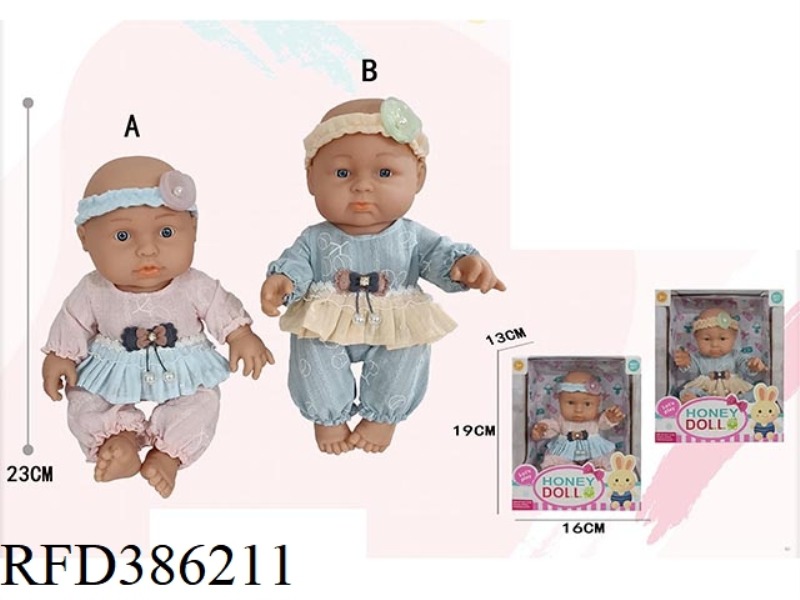 9 INCH FULL BODY VINYL DOLL, SITTING POSITION PACKAGING
