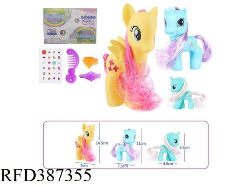 VINYL DA MA BAOLI BAG WITH COMB, GLASSES, NECKLACE, STICKERS AND OTHER ACCESSORIES 3 PACKS