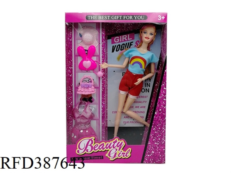 THEME HIGH-SPEED BOX 11.5 INCH 11 JOINT BELT FASHION PRINCESS BARBI BIG FOOT BIG HAND WITH HAT JEWEL