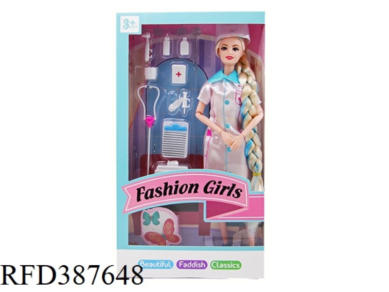 11.5 INCH BODY BODY 9 JOINT NURSE BARBI WITH MEDICAL PLASTIC ACCESSORIES