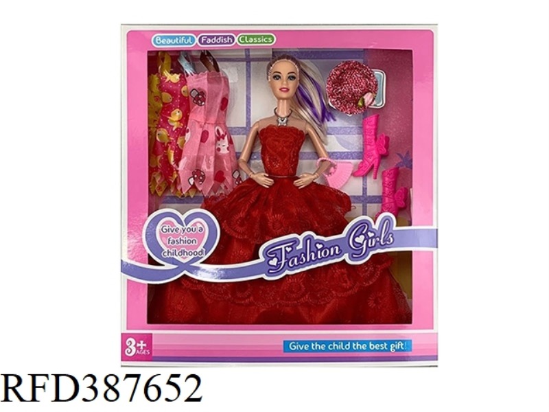 11.5 INCH 9 JOINT FASHION BIG SKIRT PRINCESS CRUDE WITH HAT AND SHOES MULTI-SET OF CLOTHES CAN BE RE