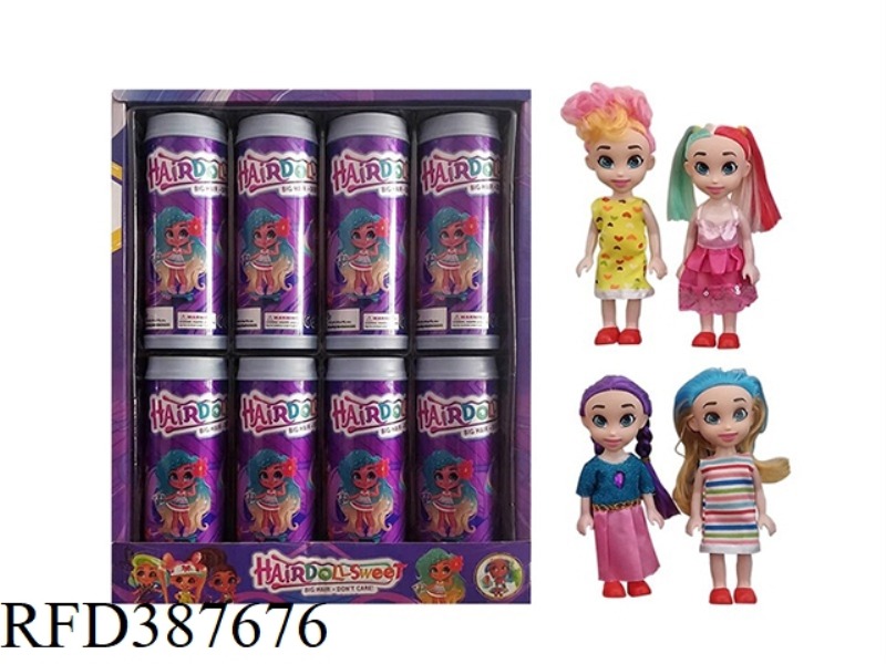 SIX-INCH BELONGINGS HAIRDRESSING DOLL CYLINDRICAL DISPLAY BOX 8PCS