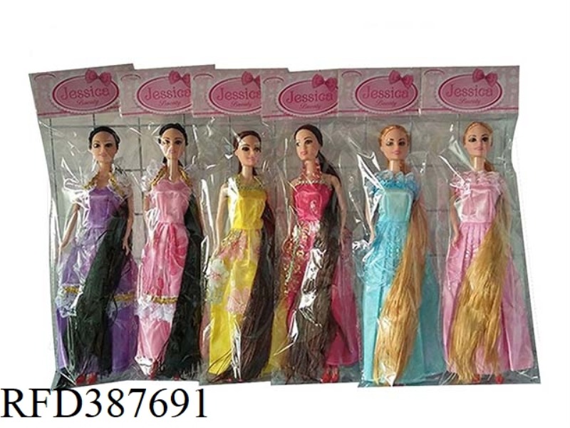 6 HIGH-END 11.5-INCH FACTS LONG HAIR PRINCESS BARBIE FIVE MIX