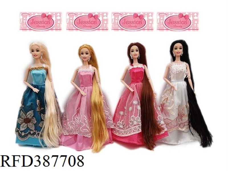 HIGH-END 11.5 INCH FACTS LONG HAIR JOINT PRINCESS DAKU BARBI FOUR RANDOM MIX
