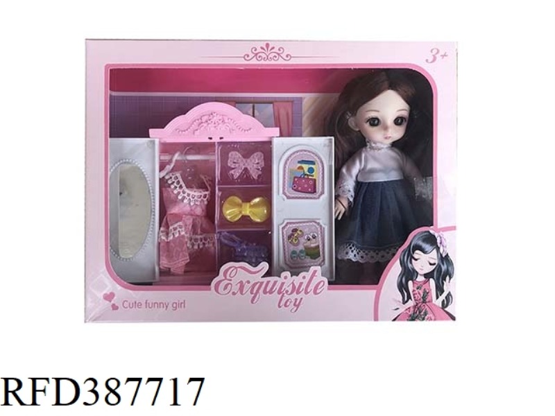6-INCH BELONGING 13 JOINT 3D TRUE EYEBALL BJD LOLI SIMULATION EYE DOLL WITH WARDROBE SET