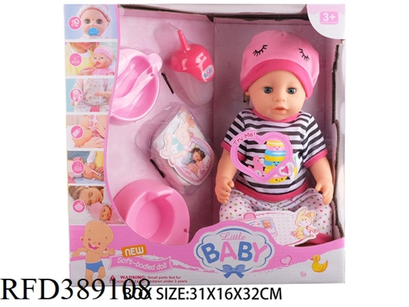 14 INCHES FULL ENAMEL DOLL WITH WATER PEE 4 SOUND IC