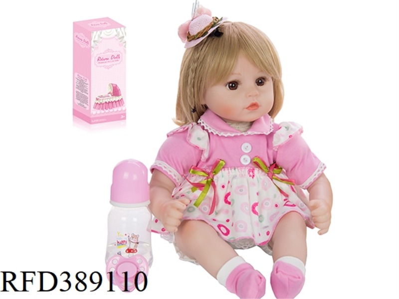 45CM REBORN DOLL HIGH REALISTIC BABY, COTTON BODY BODY, WIG