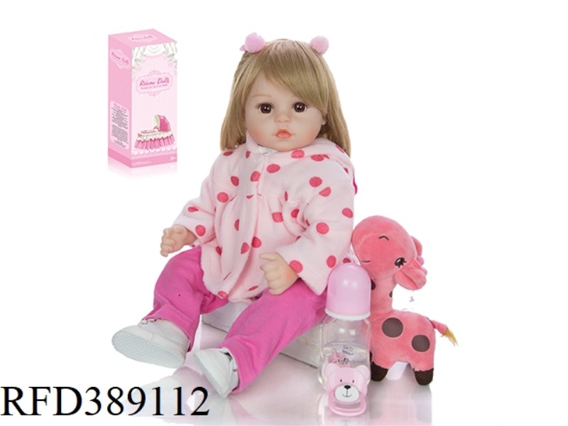 45CM REBORN DOLL HIGH IMITATION BABY, COTTON BODY BODY, WITH GIRAFFE, WITH CLOTH SHOES, WIG SET
