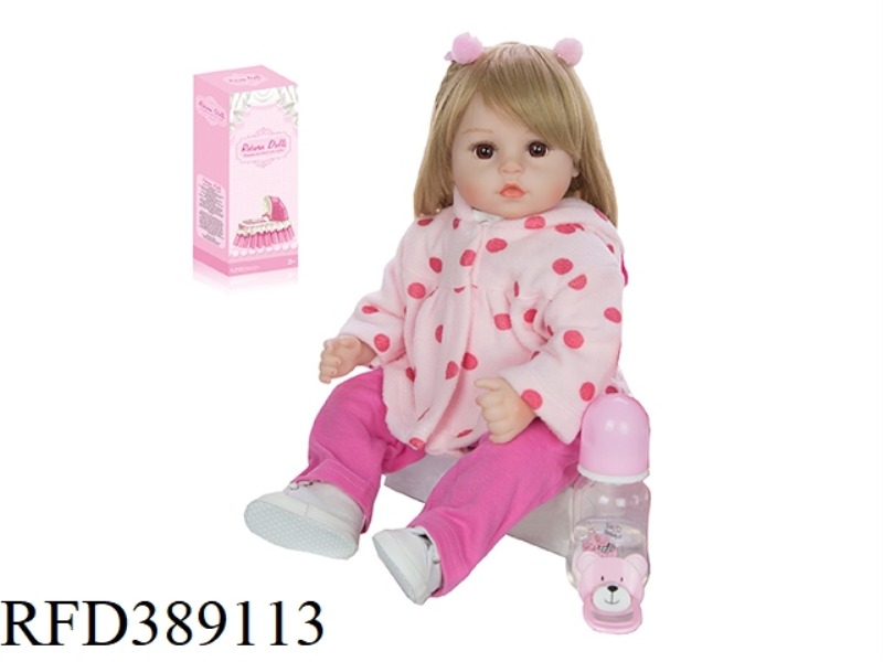 45CM REBORN DOLL HIGH IMITATION BABY, COTTON BODY BODY, WITH CLOTH SHOES, WIG SET