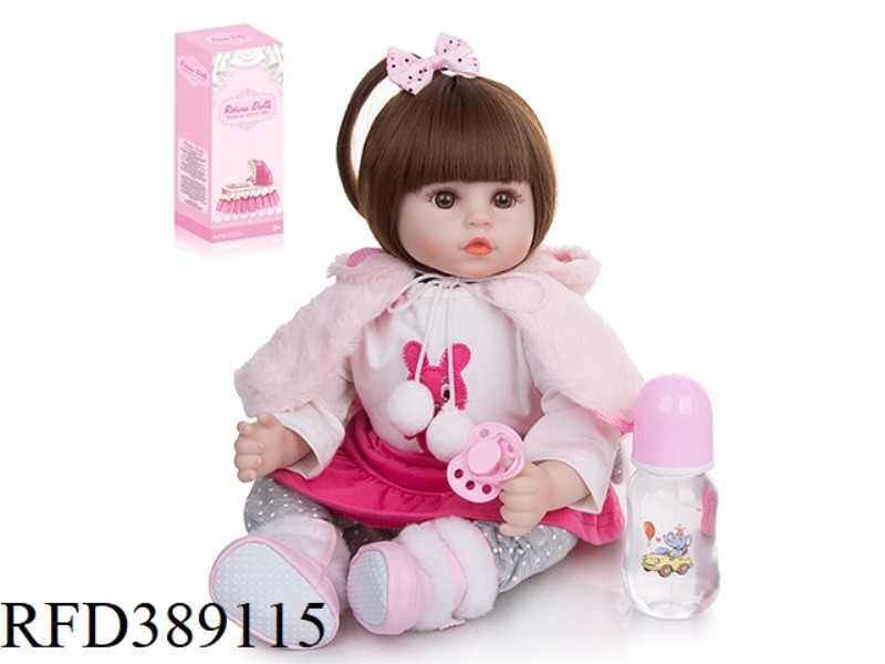 45CM REBORN DOLL HIGH SIMULATION BABY, COTTON BODY BODY, HAVE TO WEAR LEATHER BOOTS, WIG SET