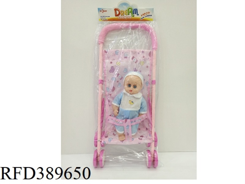 14 INCH DOLL WITH 57.5CM IRON CART WITH IC