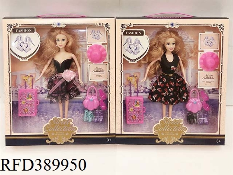 11.5-INCH REAL BODY FASHION BARBIE DOLL WITH ACCESSORIES LUGGAGE BAG COLORFUL BOX