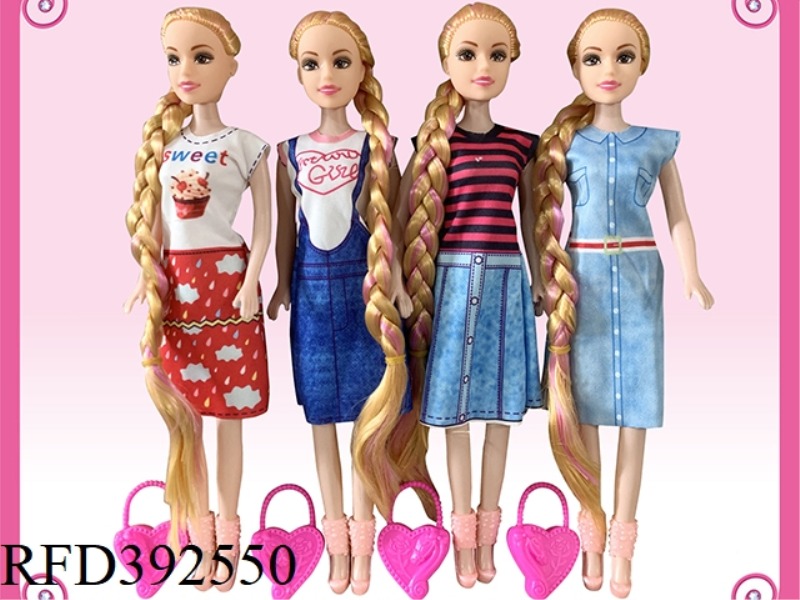 11 INCH EMPTY BODY LONG HAIR FASHION BARBIE WITH HANDBAG