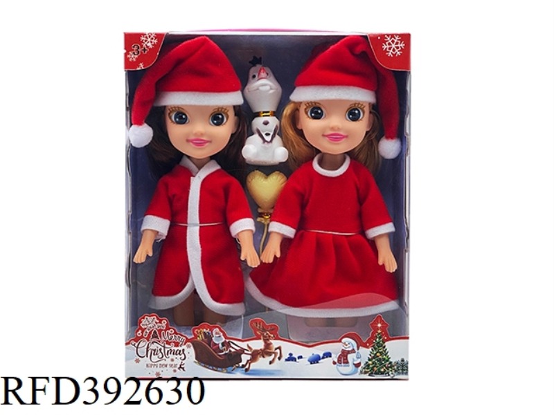 9 INCH 3D EYE MUSIC HOLLOW CHRISTMAS GIRL FAT BOY DOLL+SNOW PO+BALLOON