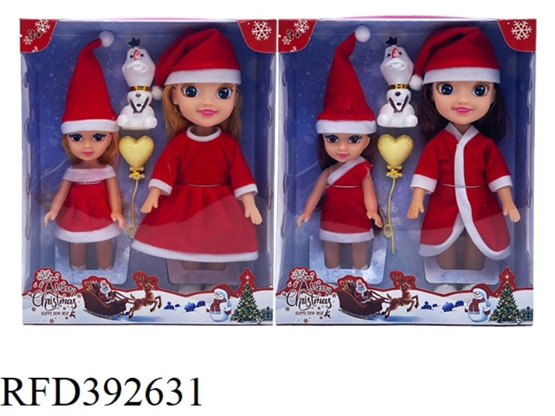 2 MIXED 9-INCH MUSIC EMPTY CHRISTMAS GIRL AND 6-INCH EMPTY CHRISTMAS GIRL FAT BOY DOLL + SNOW TREASU